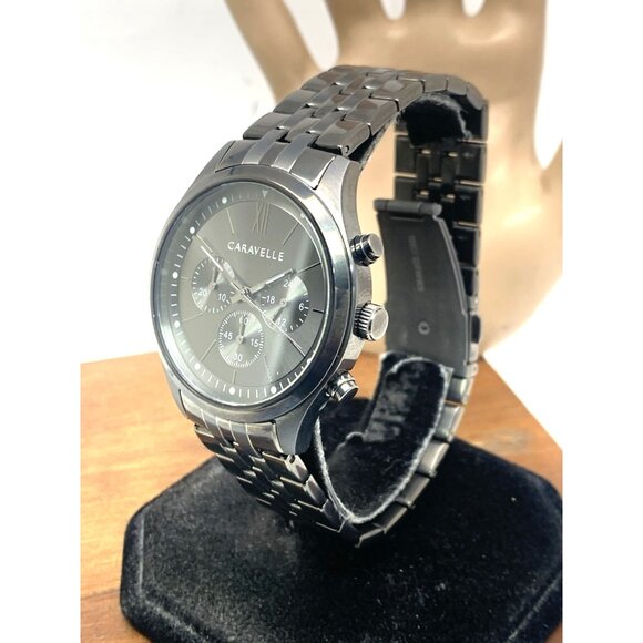 Caravelle by Bulova Men's Watch 45A141 Quartz Chronograph Gray Dial Gunmetal - Picture 2 of 13